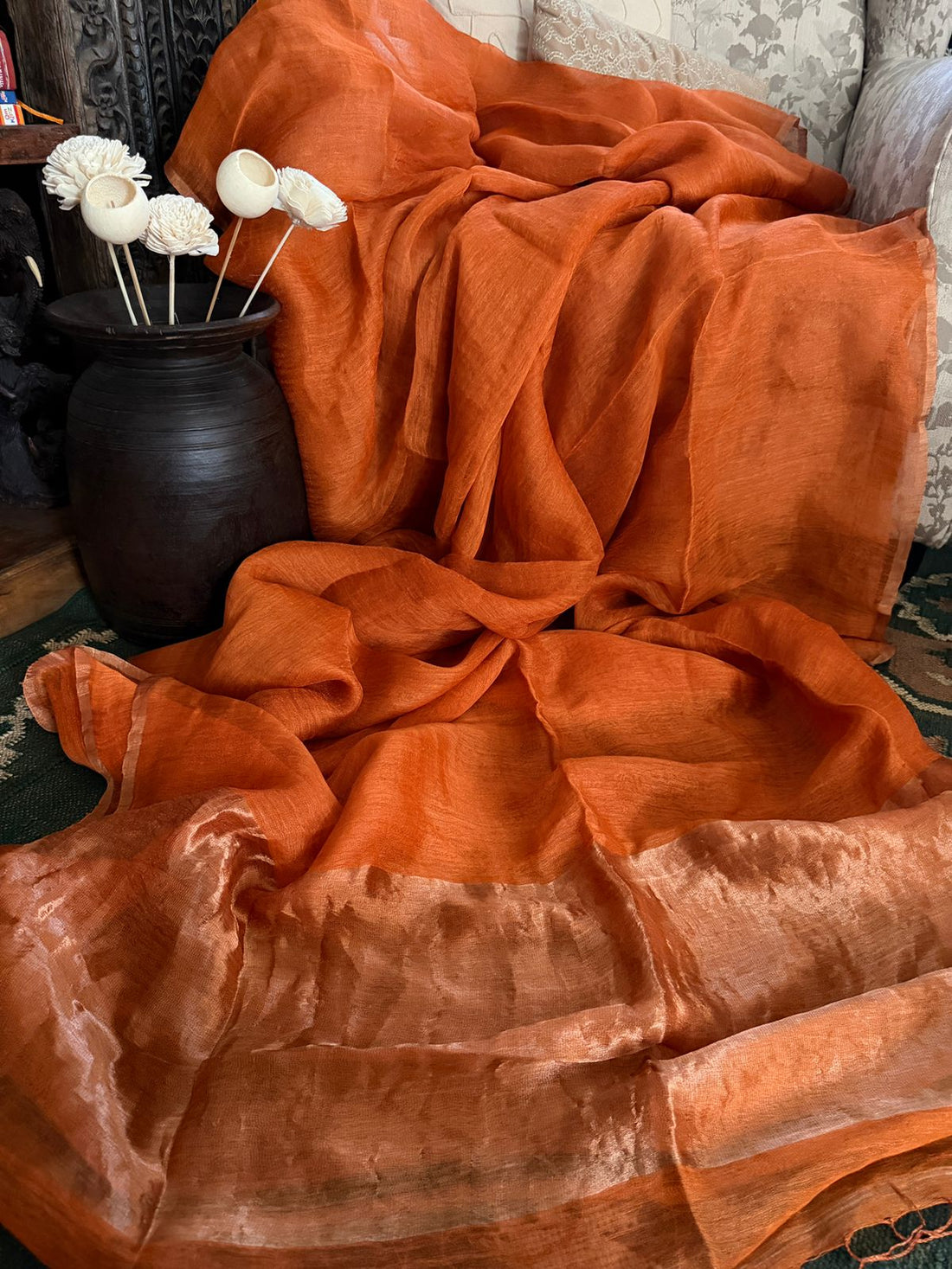 Pure Linen Tissue Silk Saree