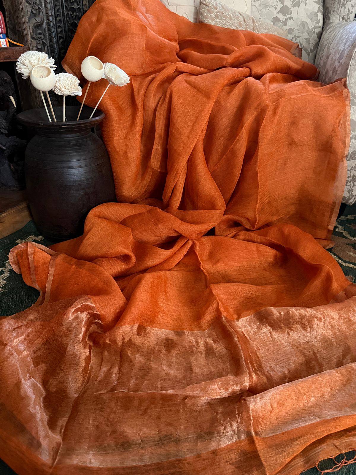 Pure Linen Tissue Silk Saree