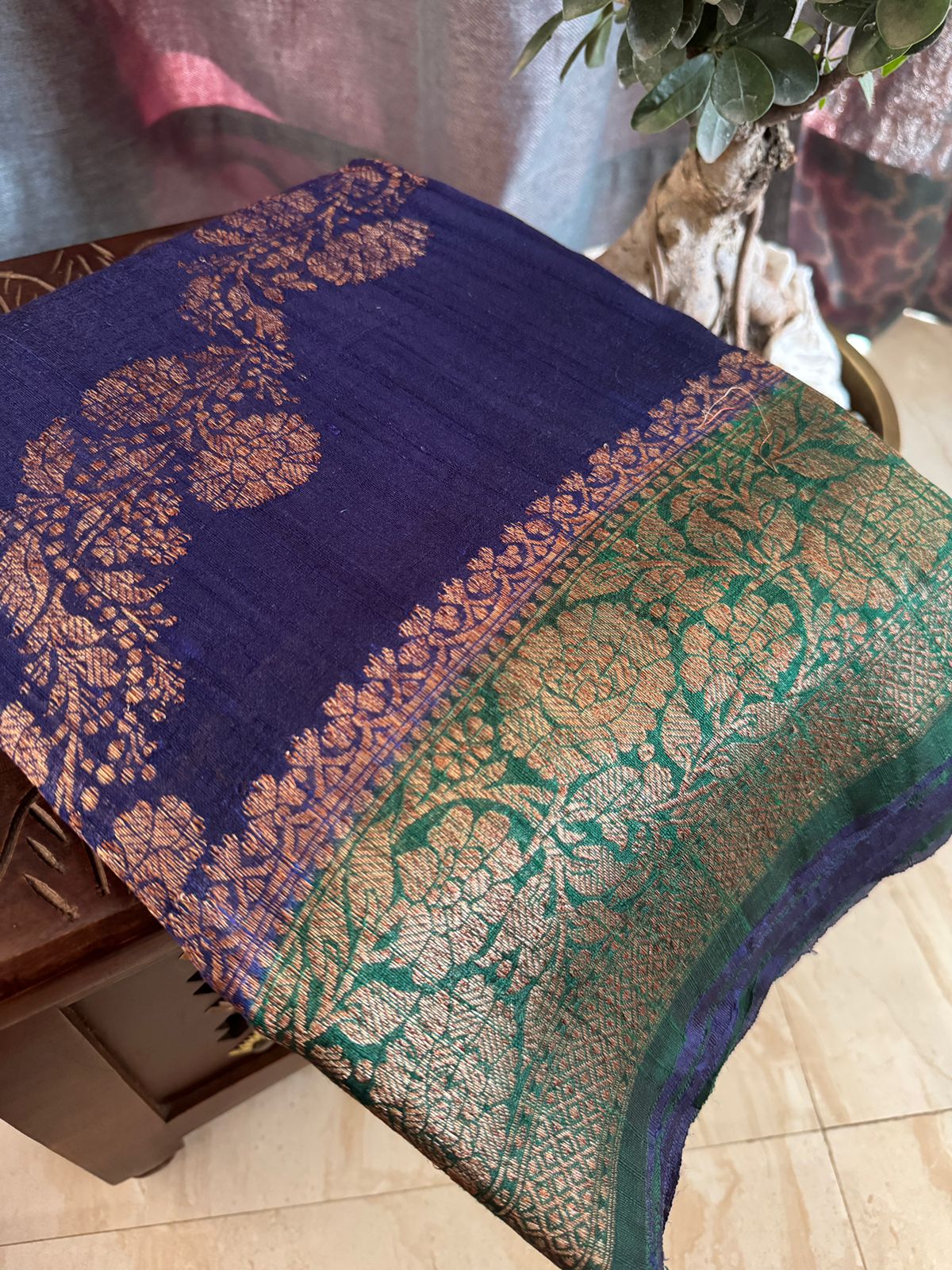Pure Handloom Raw Silk Leheriya Weave Banarasi Saree