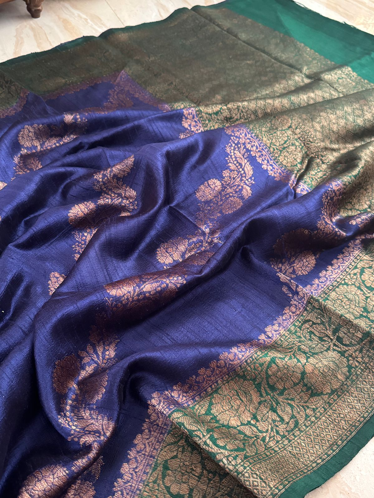 Pure Handloom Raw Silk Leheriya Weave Banarasi Saree