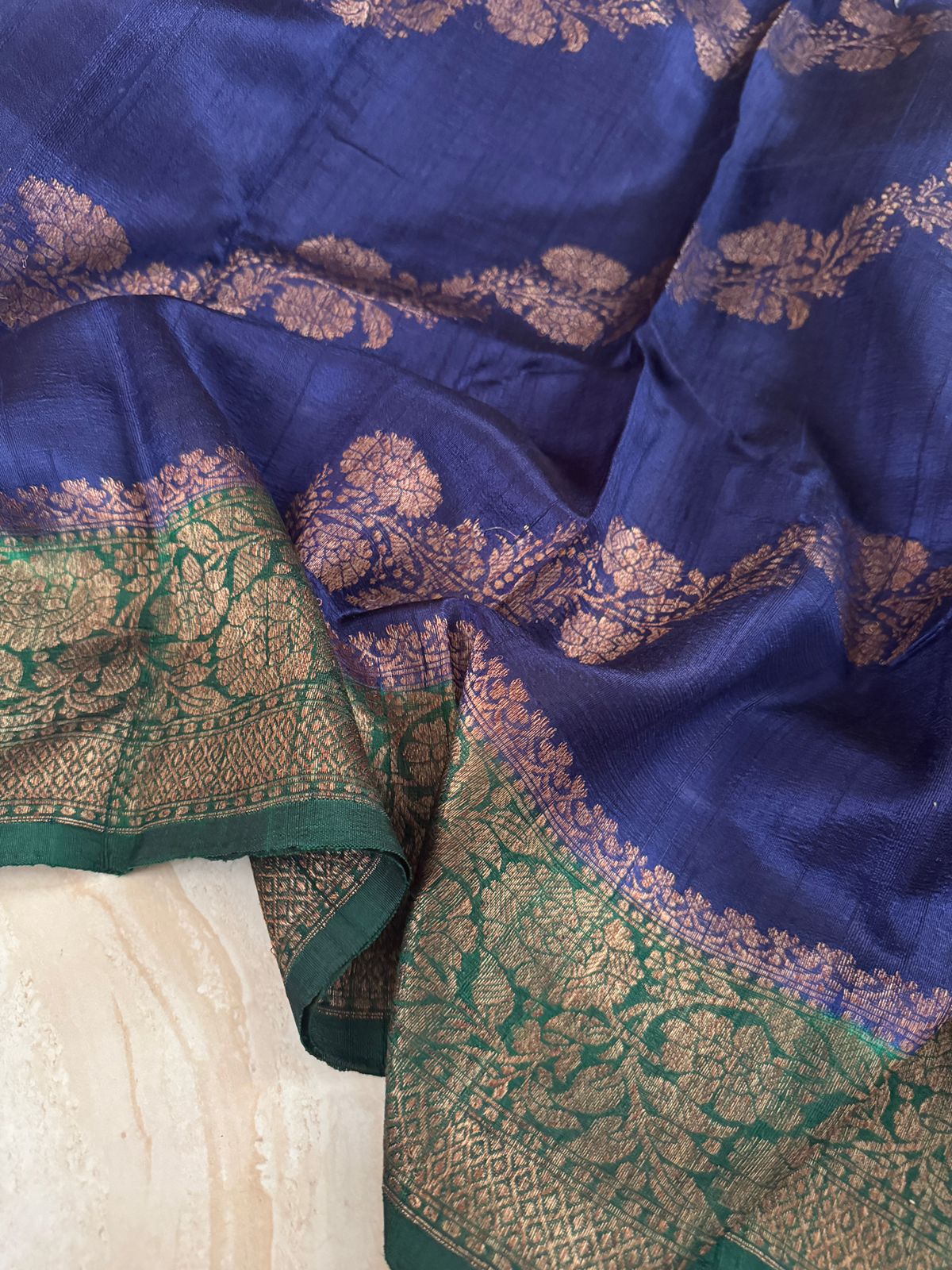 Pure Handloom Raw Silk Leheriya Weave Banarasi Saree