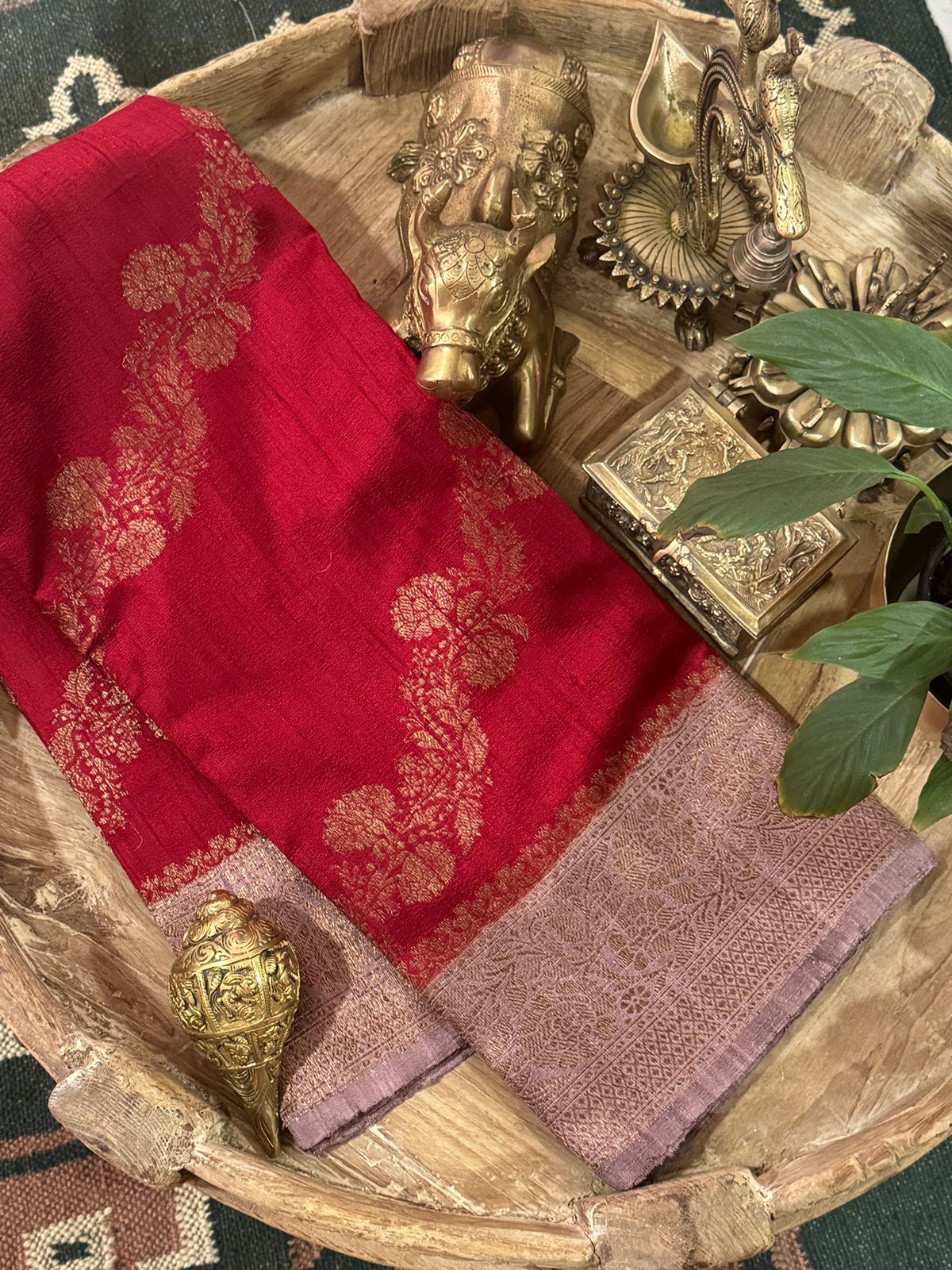 Raw Silk Leheriya Weave Banarasi Saree