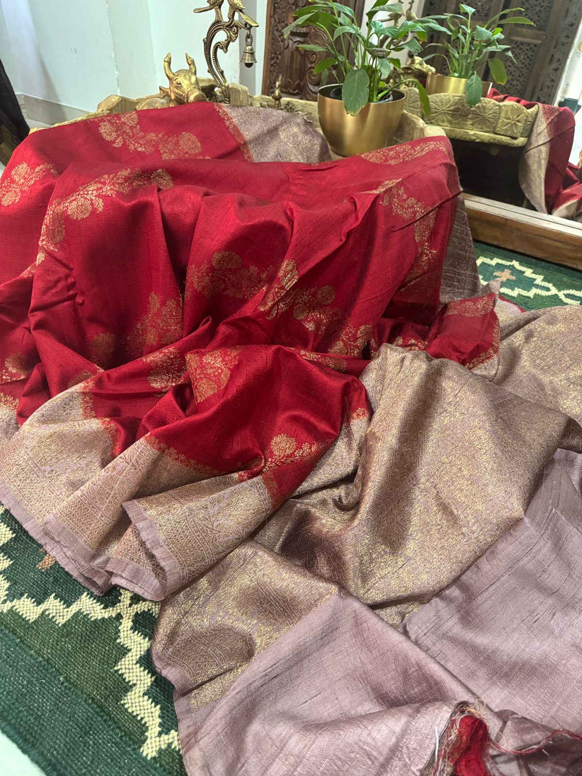 Raw Silk Leheriya Weave Banarasi Saree