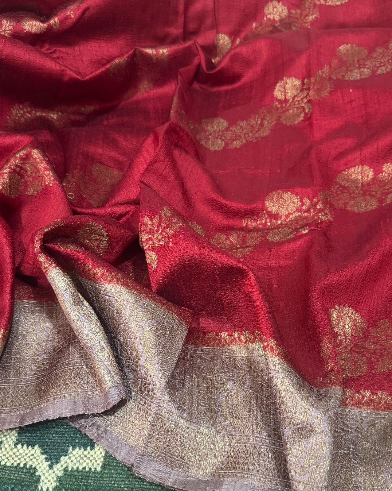 Raw Silk Leheriya Weave Banarasi Saree