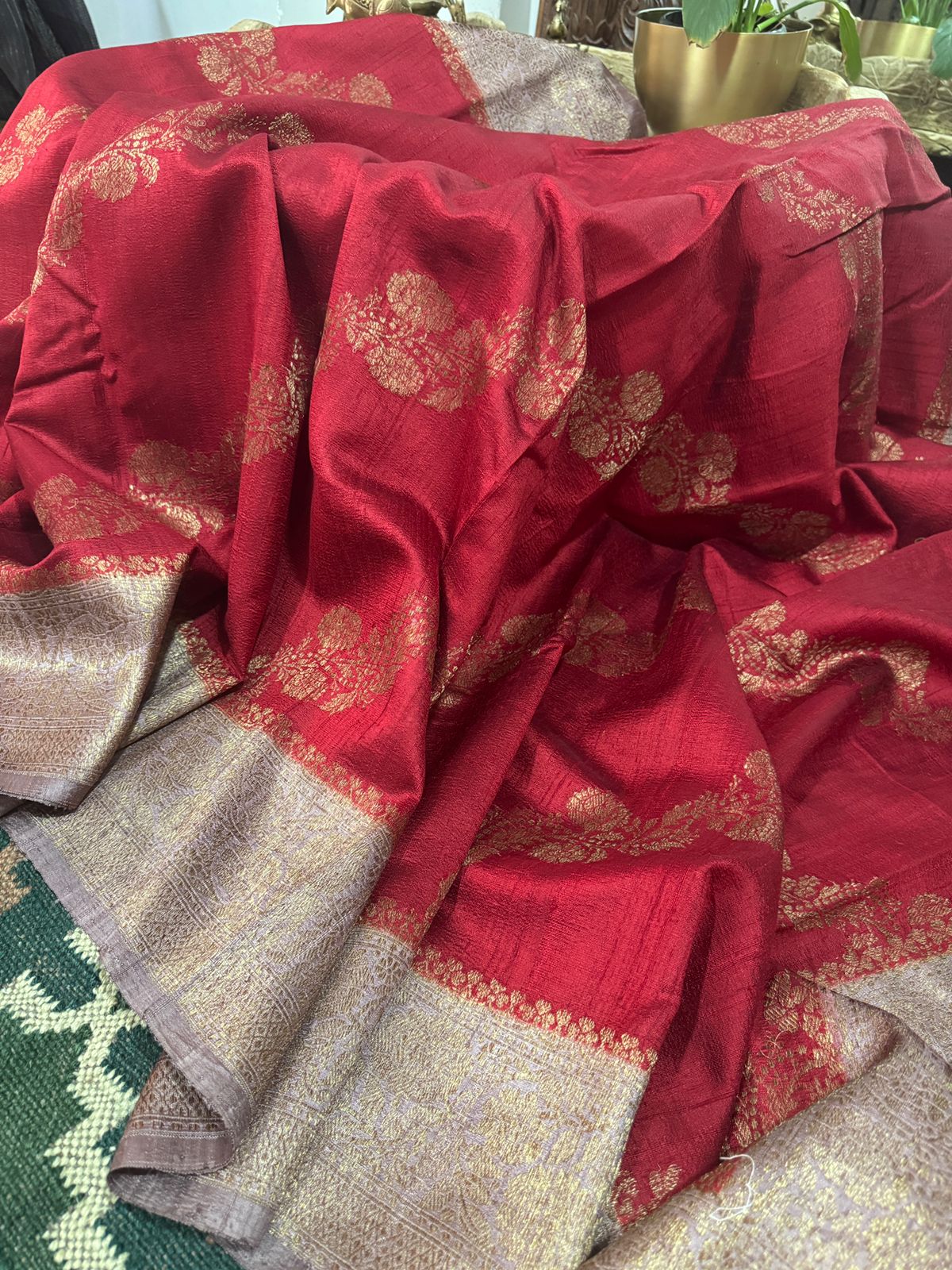 Raw Silk Leheriya Weave Banarasi Saree