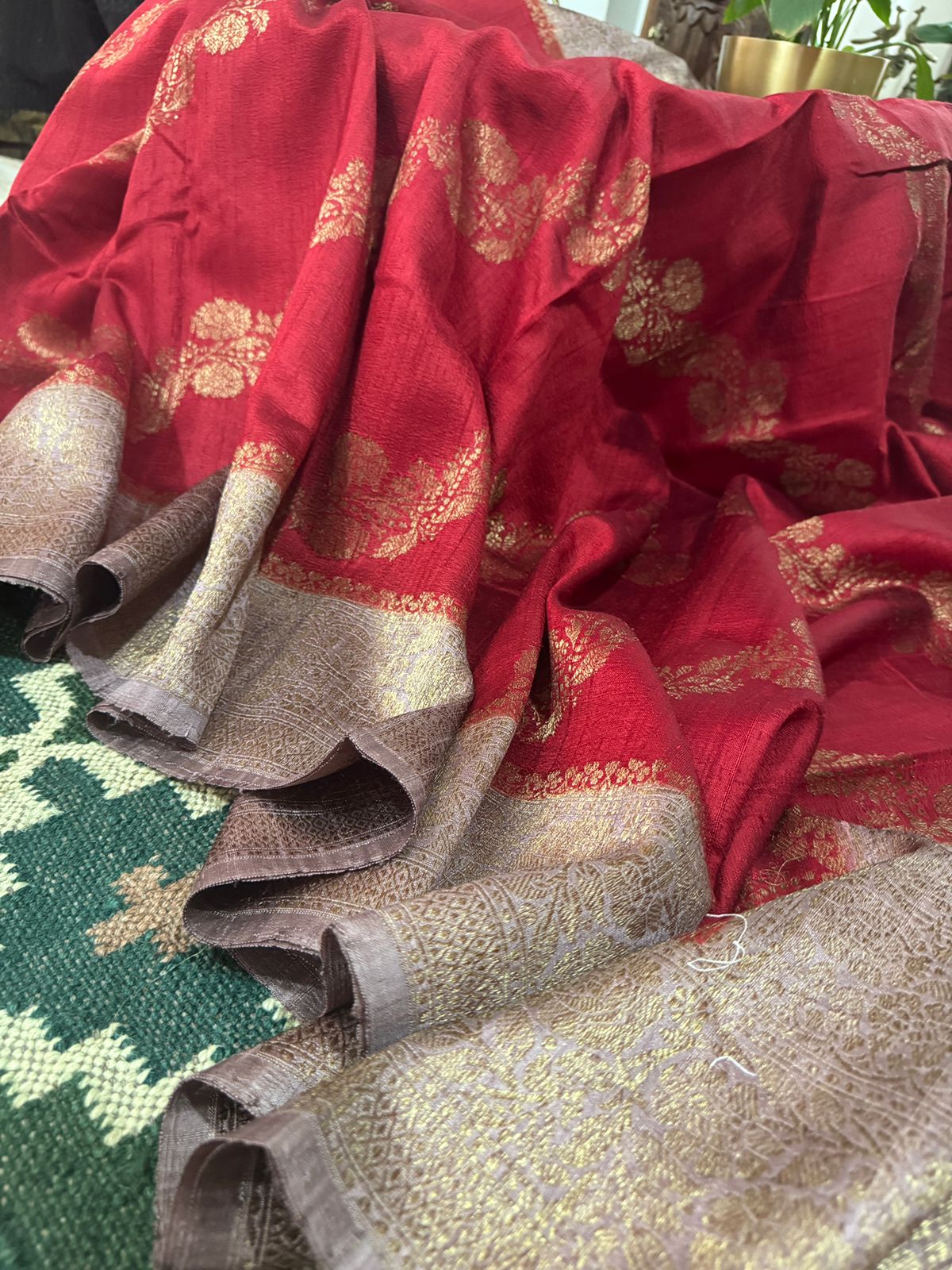 Raw Silk Leheriya Weave Banarasi Saree