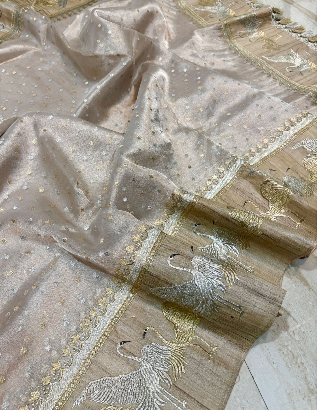 Banarasi Soft Tissue Silk Saree with Tussar Border