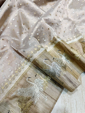 Banarasi Soft Tissue Silk Saree with Tussar Border