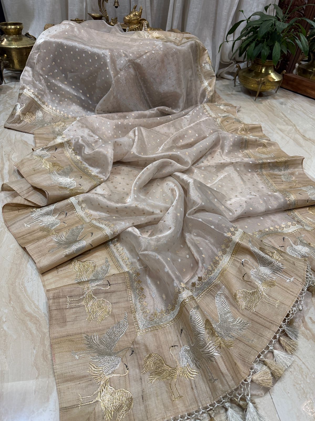 Banarasi Soft Tissue Silk Saree with Tussar Border