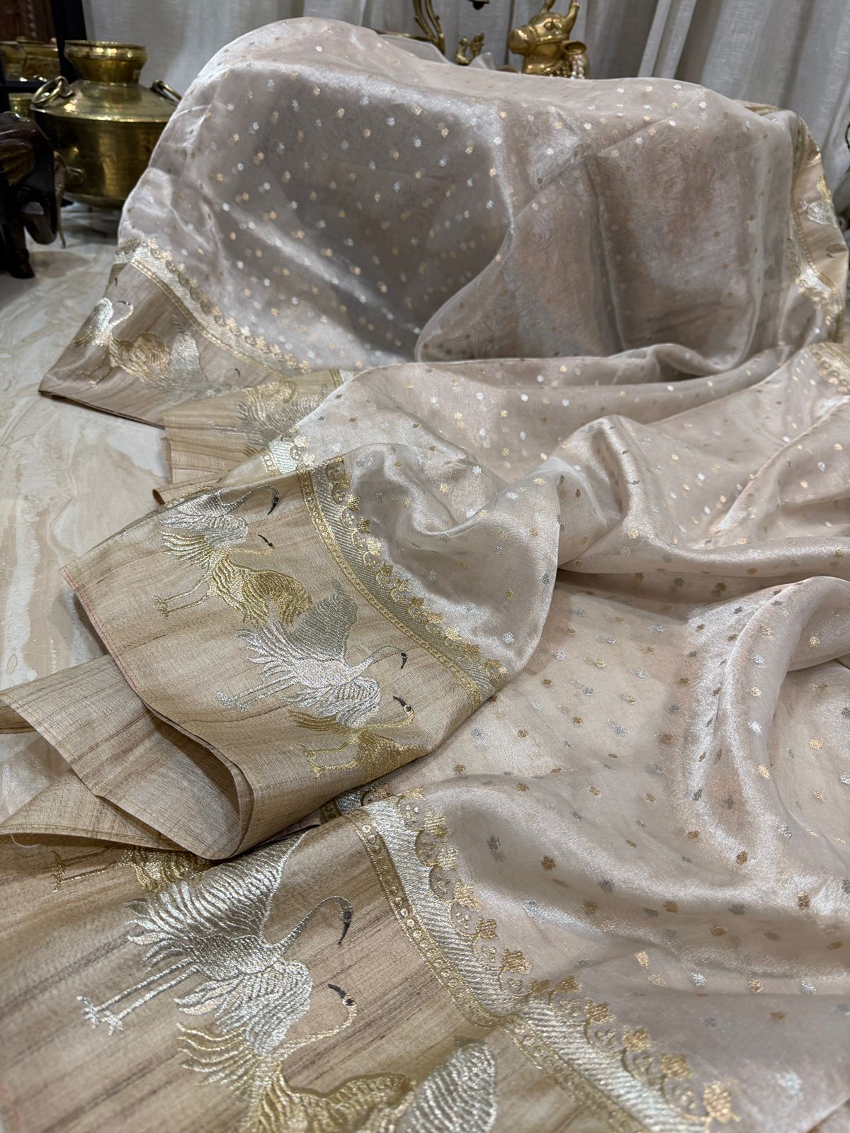 Banarasi Soft Tissue Silk Saree with Tussar Border