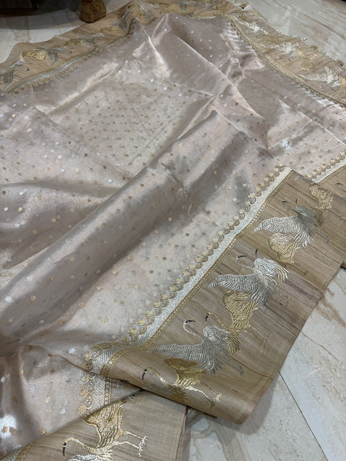Banarasi Soft Tissue Silk Saree with Tussar Border