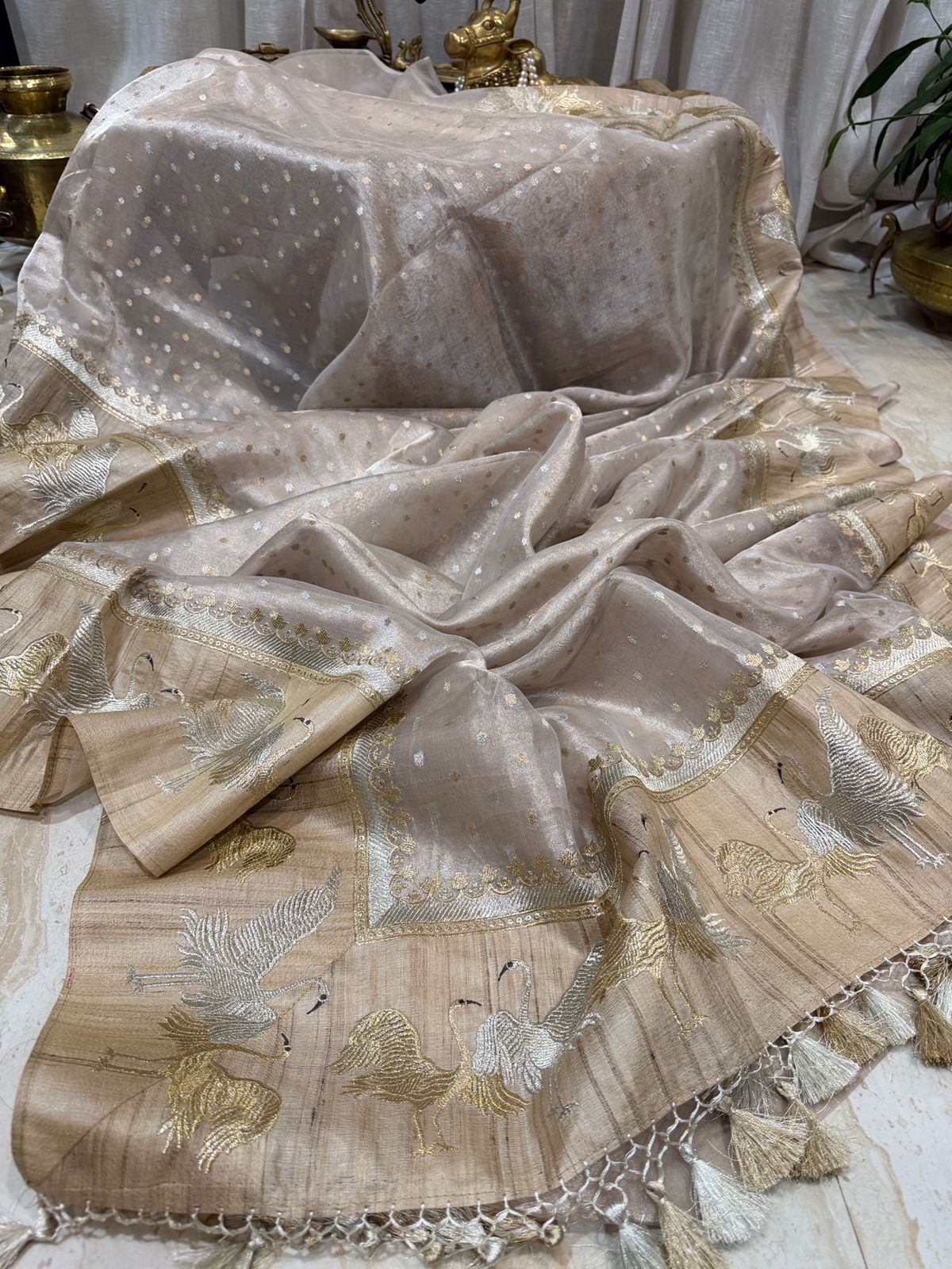 Banarasi Soft Tissue Silk Saree with Tussar Border