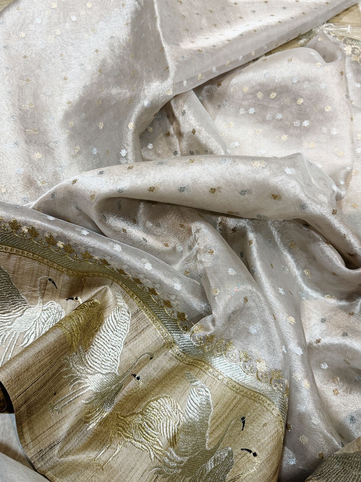 Banarasi Soft Tissue Silk Saree with Tussar Border