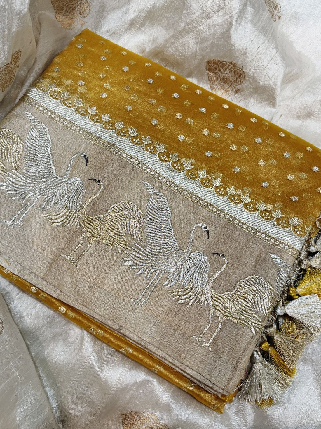 Banarasi Soft Tissue Silk Saree With Tussar Border