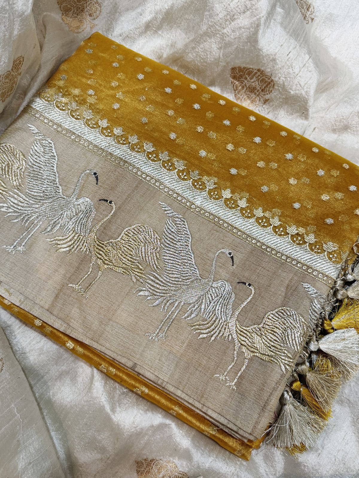 Banarasi Soft Tissue Silk Saree With Tussar Border