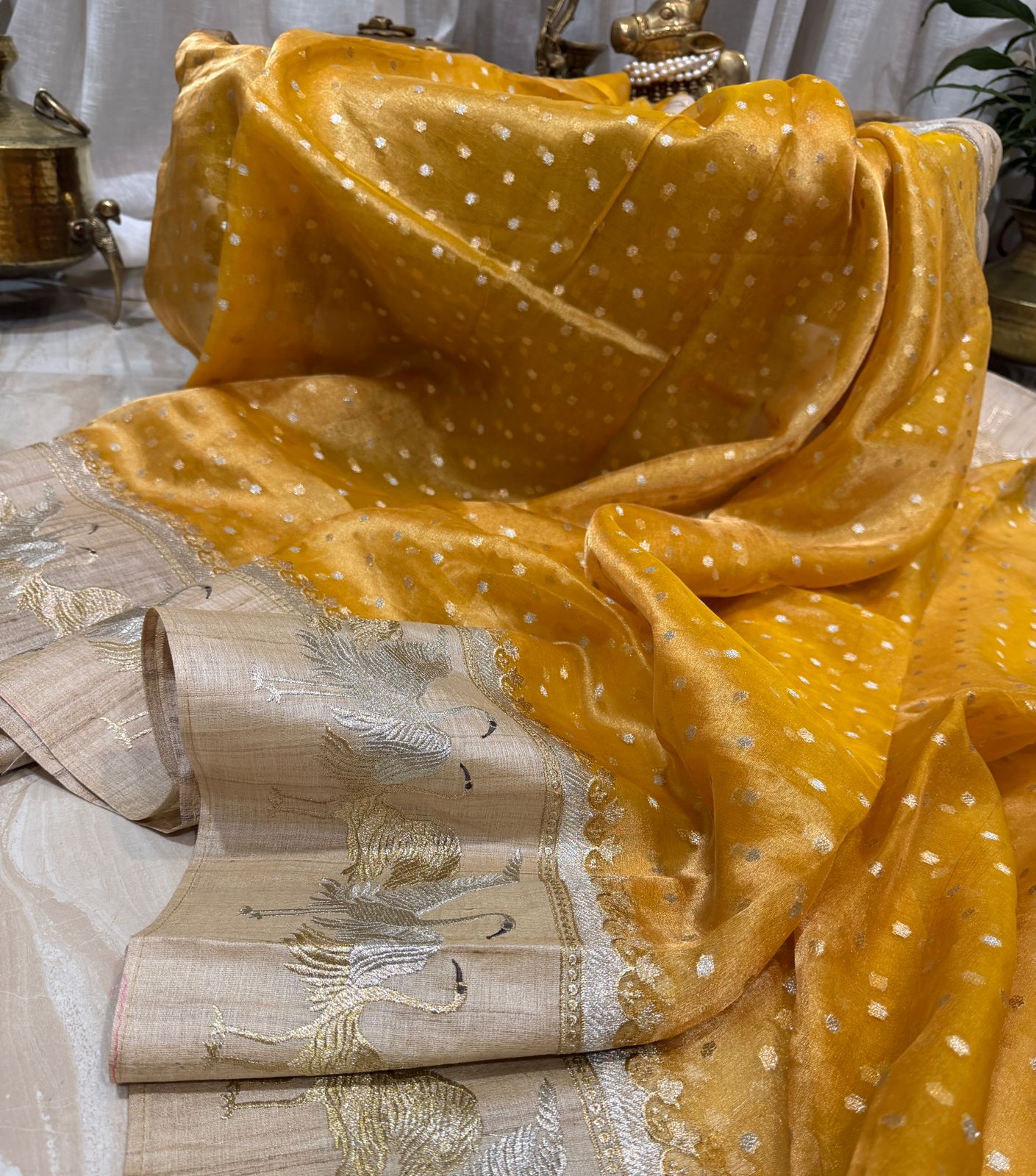 Banarasi Soft Tissue Silk Saree With Tussar Border