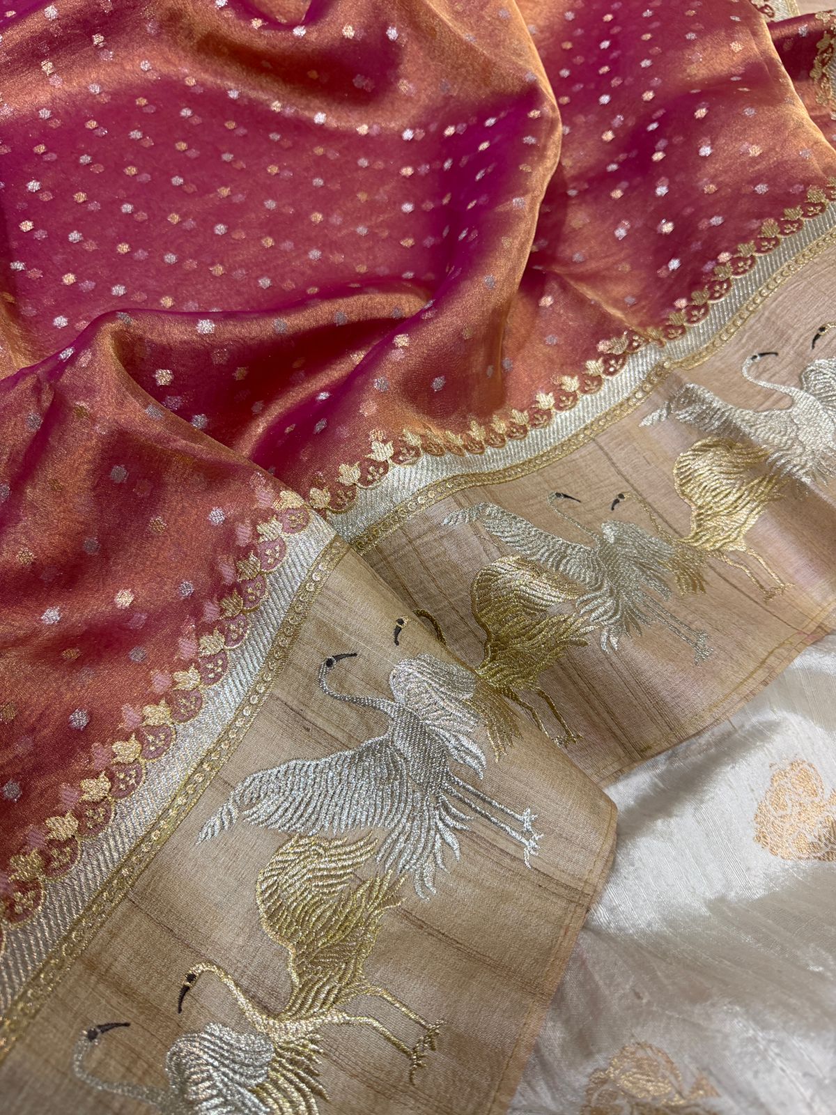 Banarasi Soft Tissue Silk Saree With Tussar Border