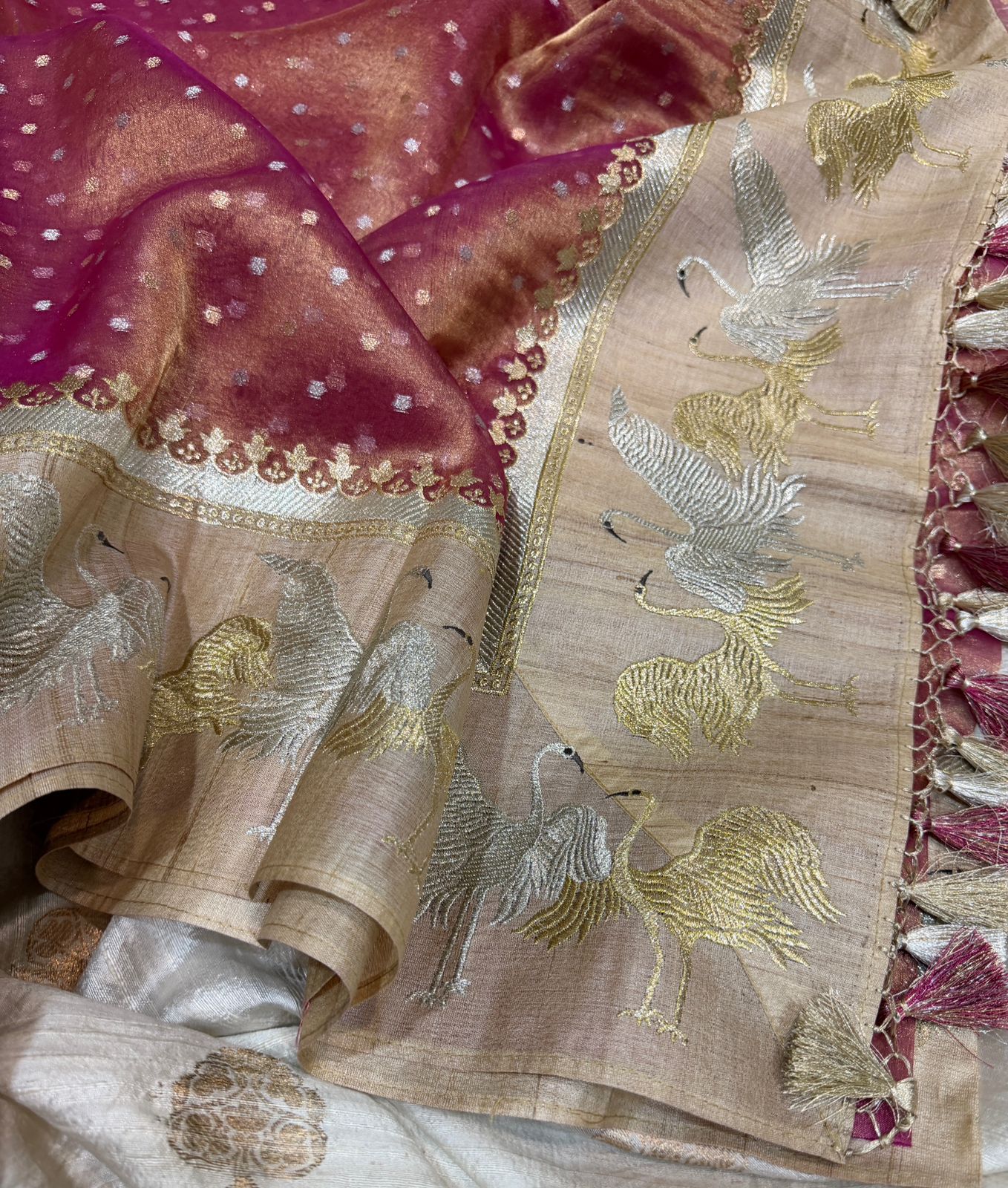 Banarasi Soft Tissue Silk Saree With Tussar Border