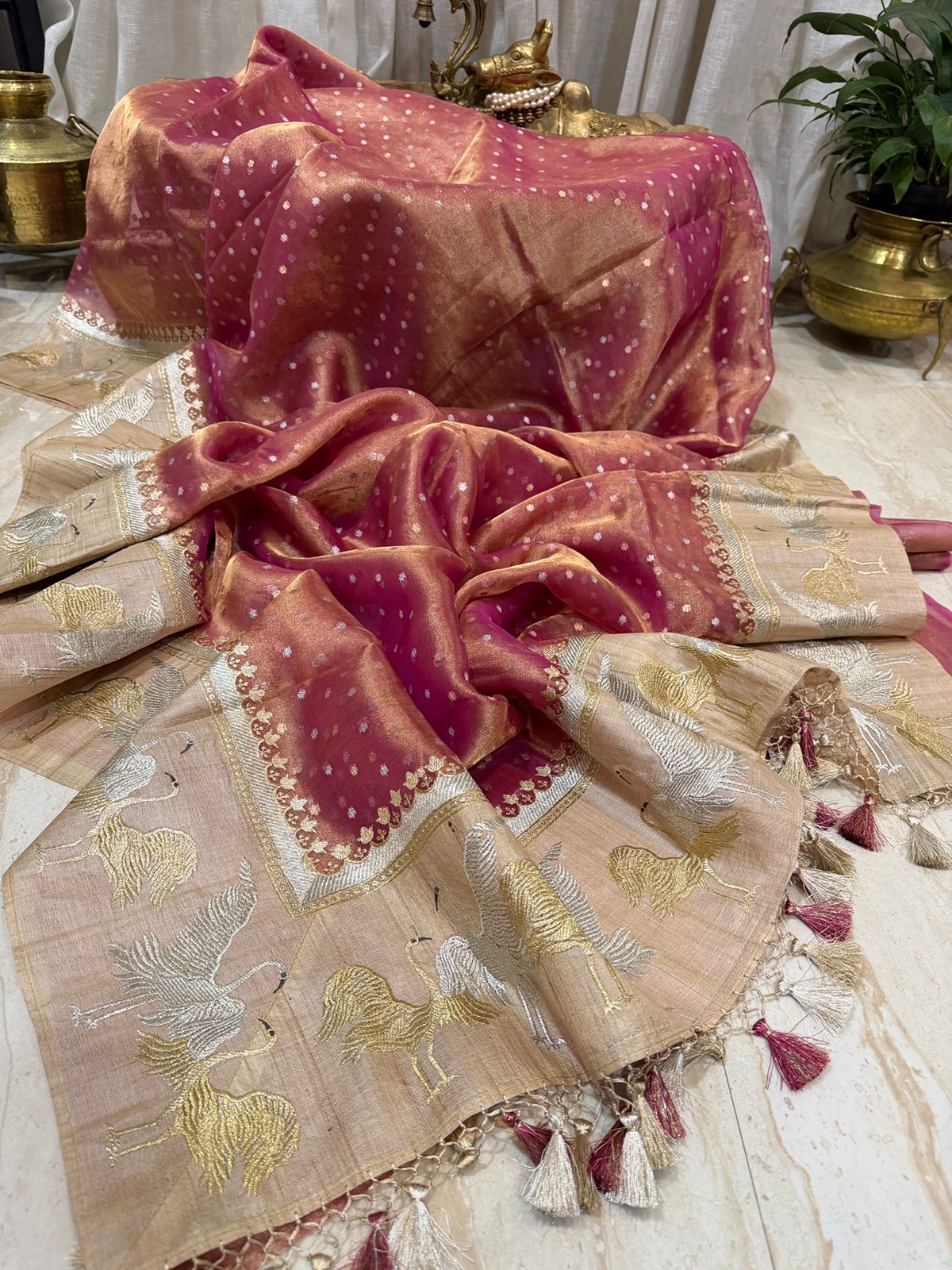 Banarasi Soft Tissue Silk Saree With Tussar Border
