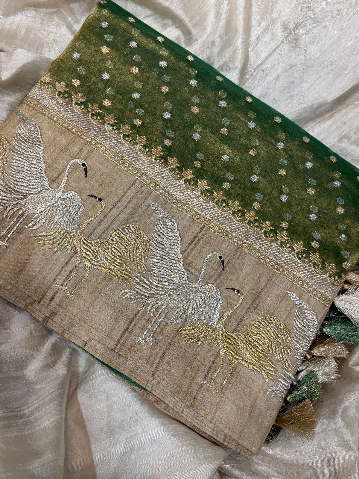 Banarasi Soft Tissue Silk Saree With Tussar Border