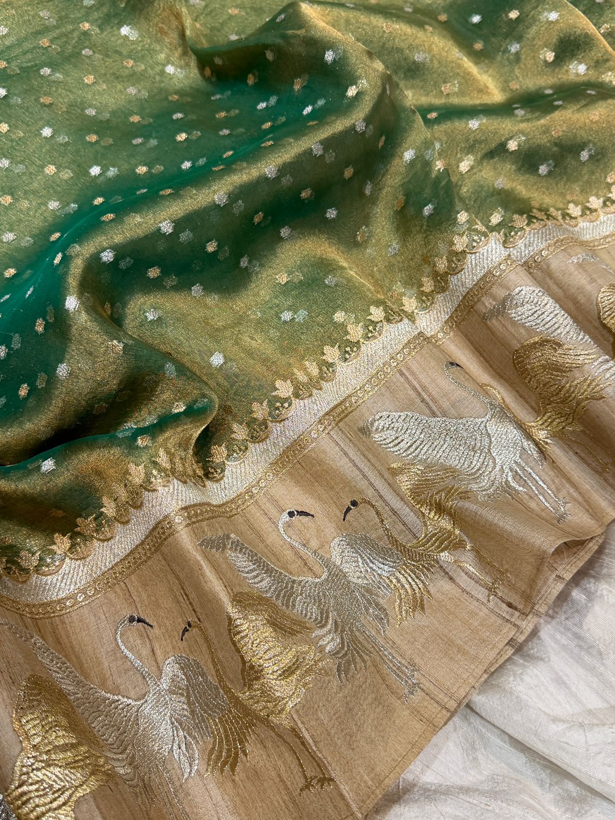 Banarasi Soft Tissue Silk Saree With Tussar Border