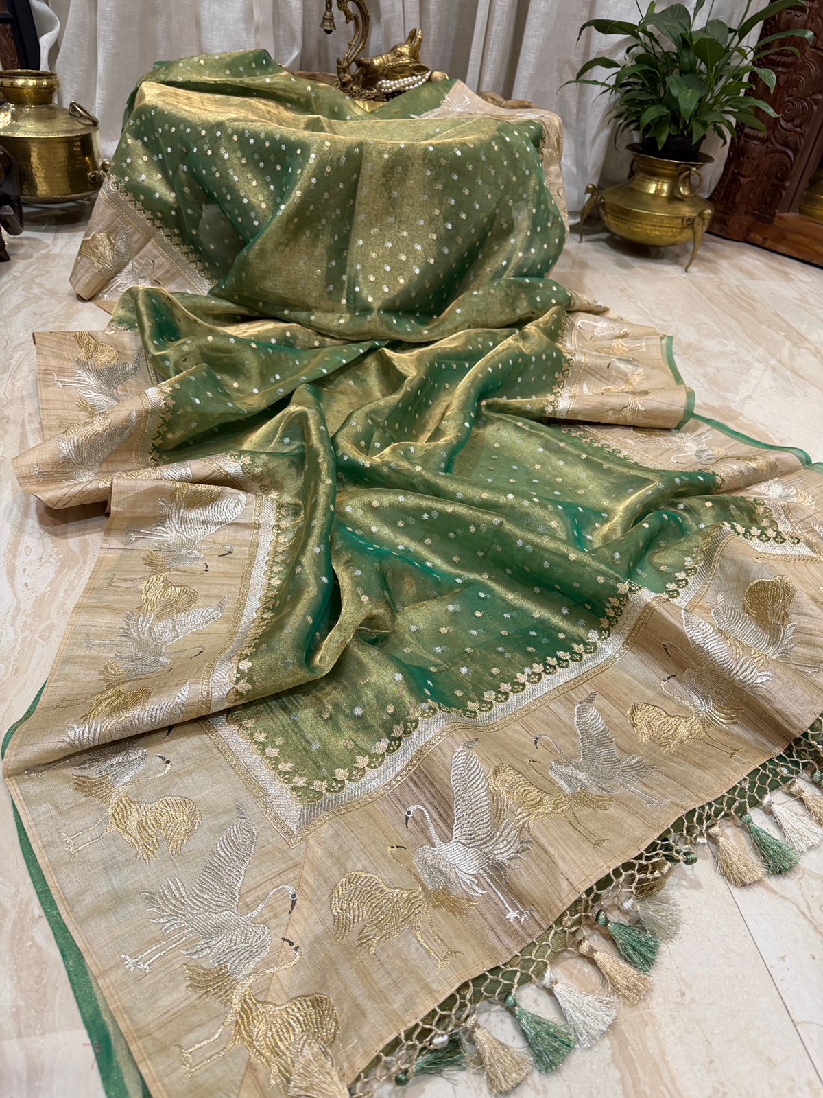 Banarasi Soft Tissue Silk Saree With Tussar Border