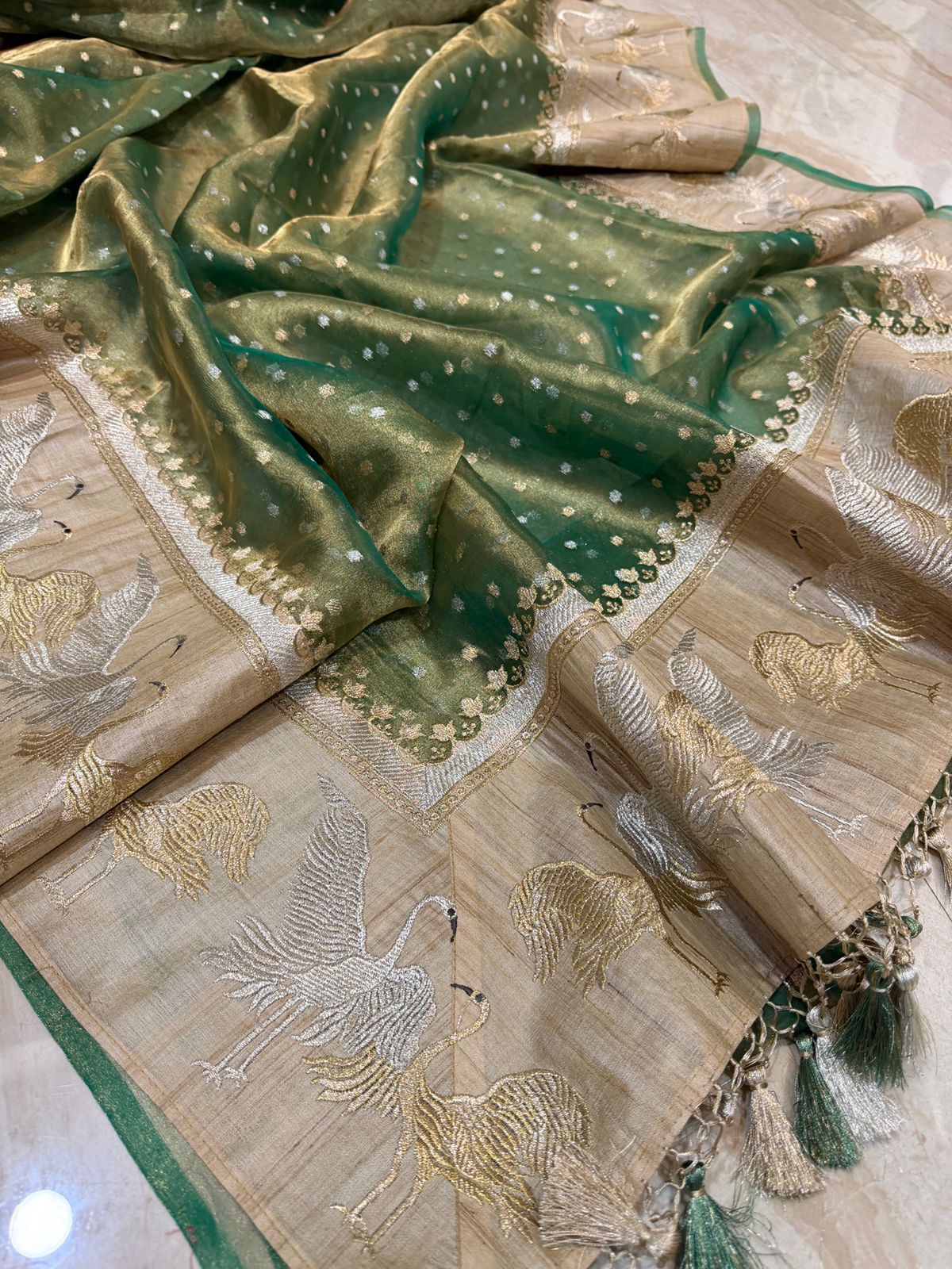 Banarasi Soft Tissue Silk Saree With Tussar Border