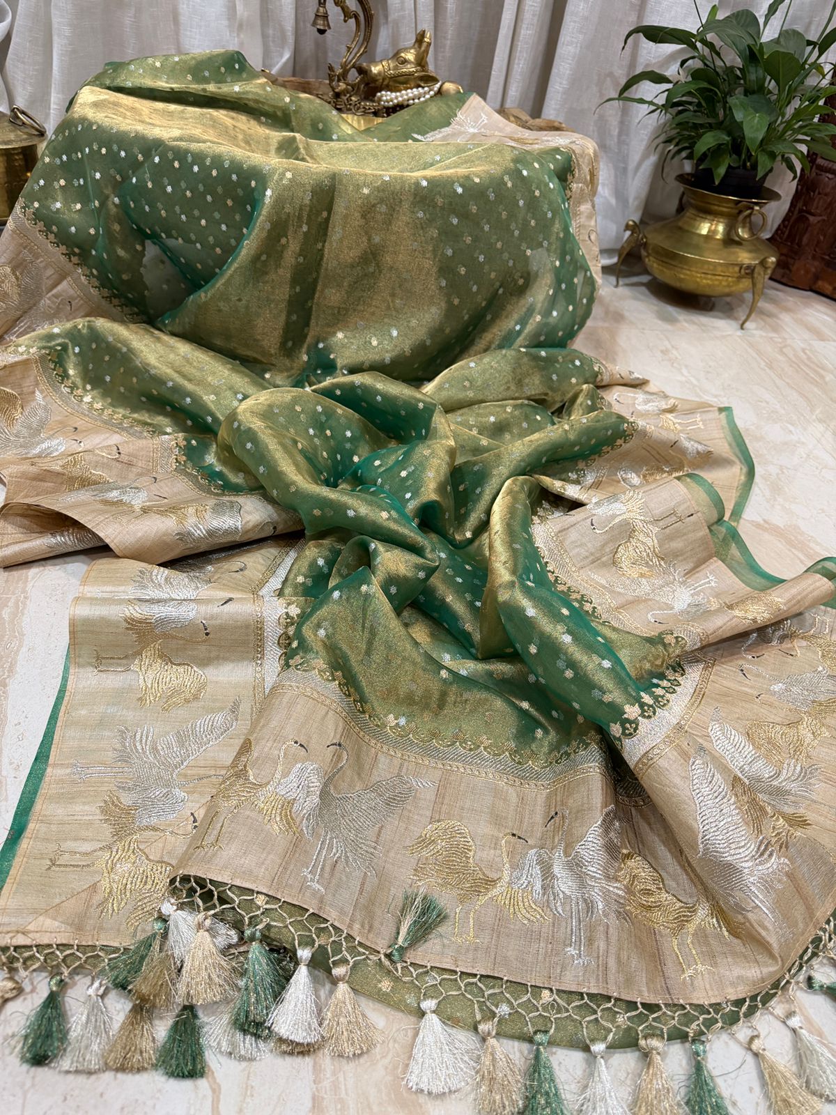 Banarasi Soft Tissue Silk Saree With Tussar Border