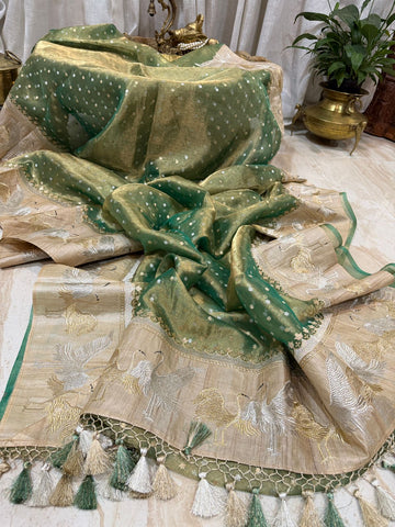 Banarasi Soft Tissue Silk Saree With Tussar Border