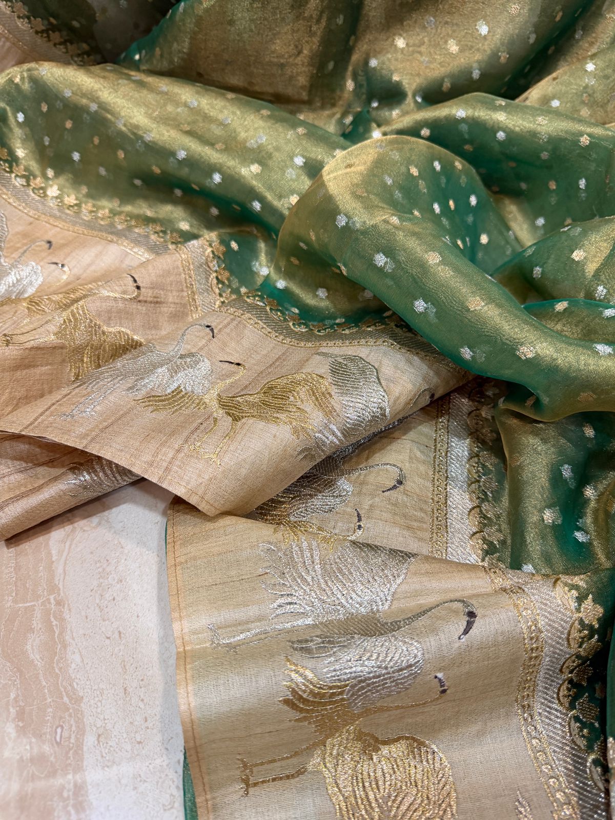 Banarasi Soft Tissue Silk Saree With Tussar Border