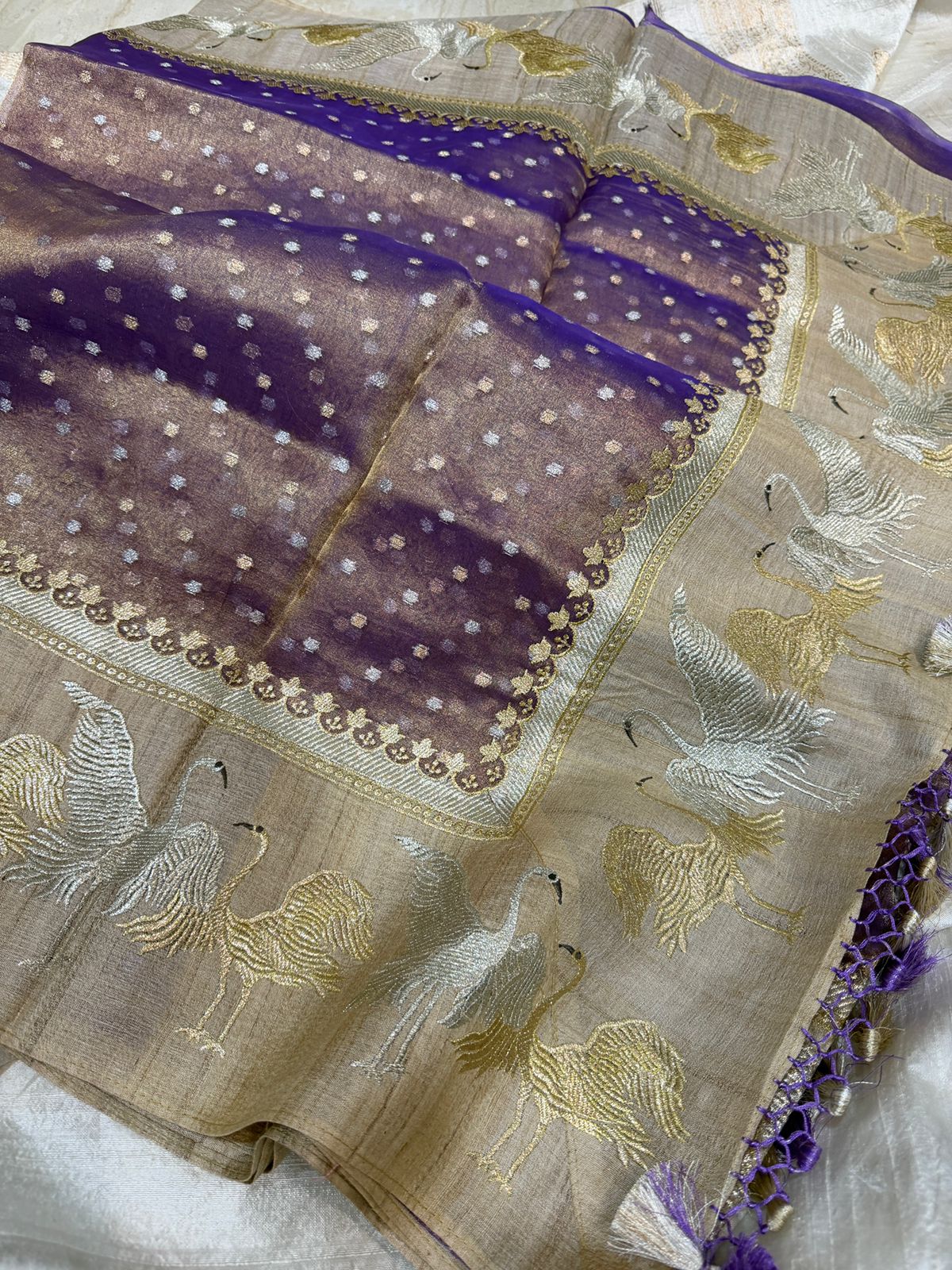 Banarasi Soft Tissue Silk Saree With Tussar Border