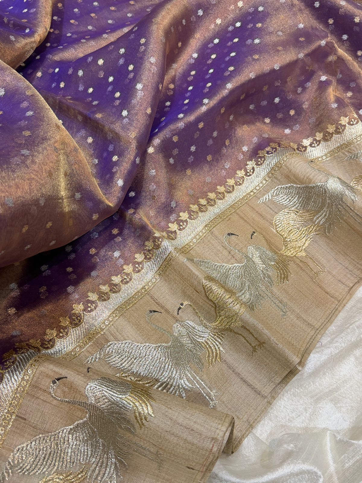 Banarasi Soft Tissue Silk Saree With Tussar Border