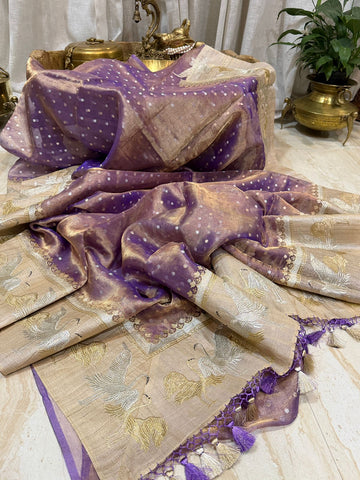 Banarasi Soft Tissue Silk Saree With Tussar Border