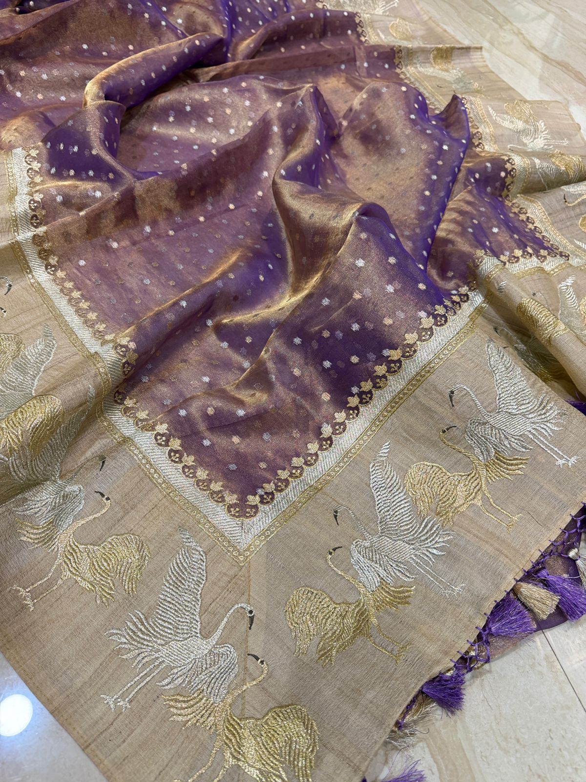 Banarasi Soft Tissue Silk Saree With Tussar Border