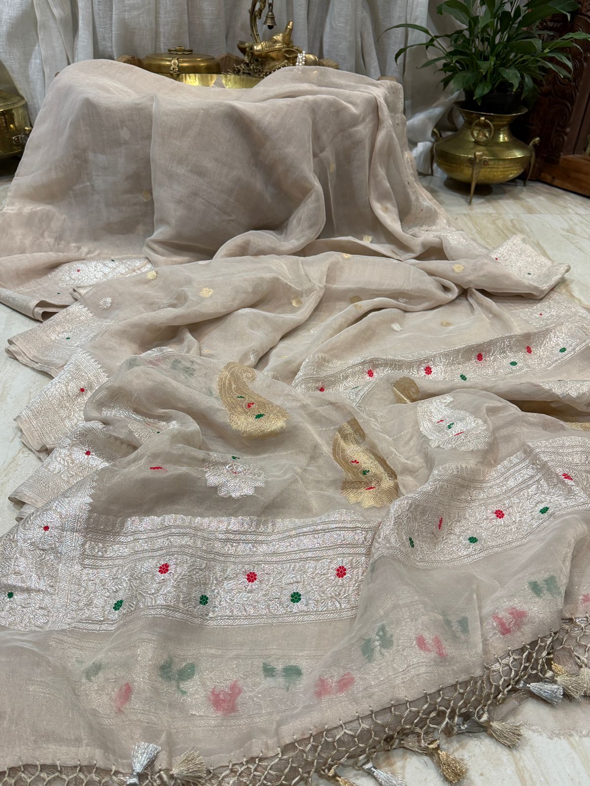 Pure Handloom Khaddi Tissue Chiffon Saree