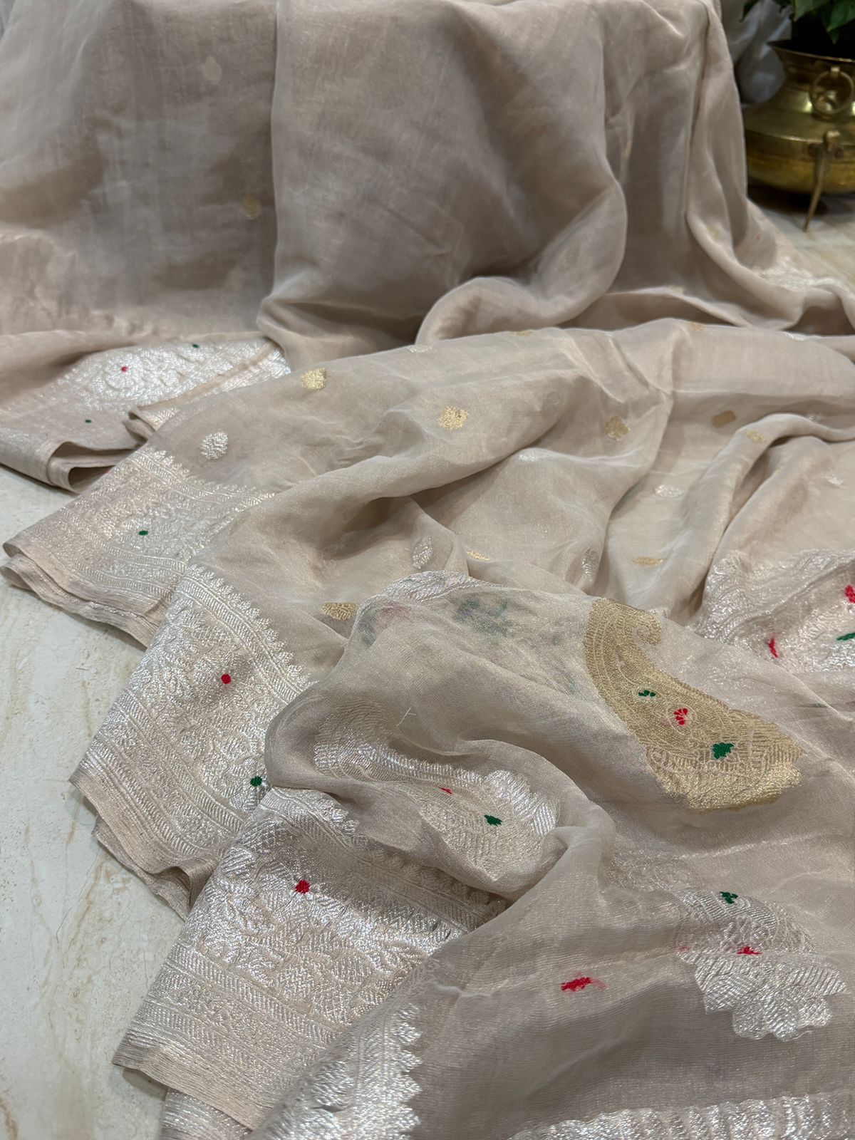 Pure Handloom Khaddi Tissue Chiffon Saree