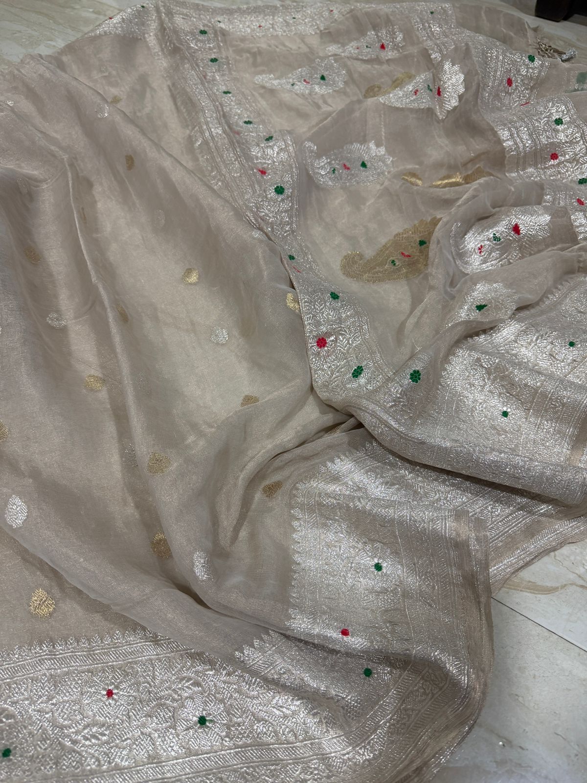 Pure Handloom Khaddi Tissue Chiffon Saree