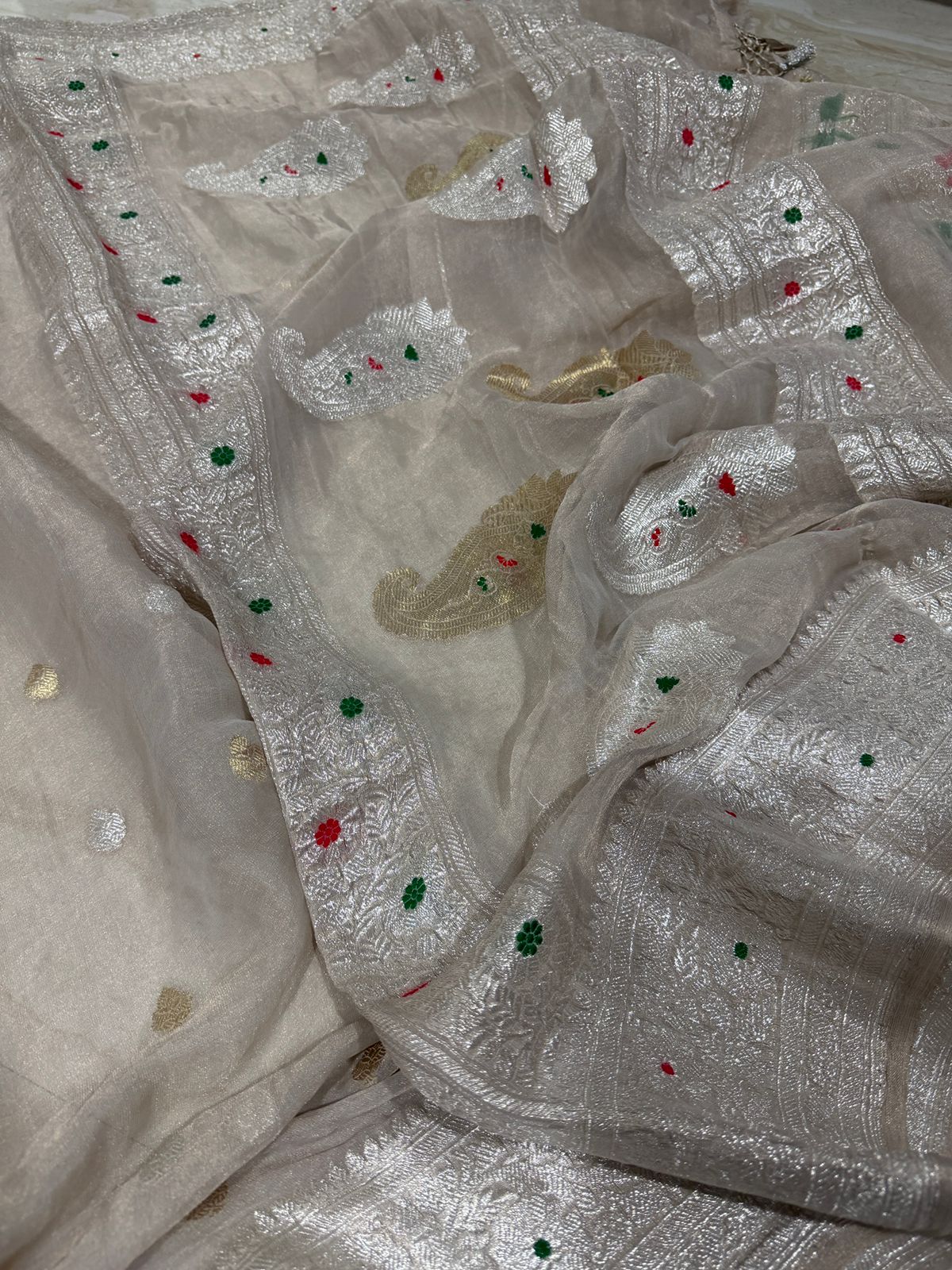 Pure Handloom Khaddi Tissue Chiffon Saree