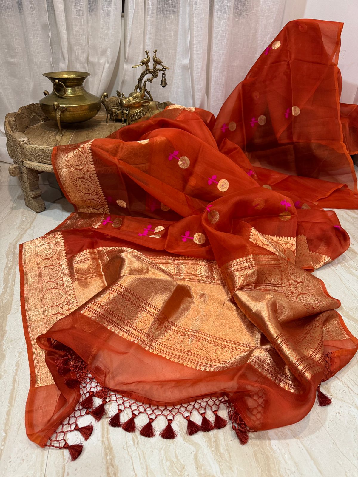 Pure Handloom Kora Banarasi Saree
