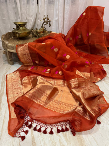 Pure Handloom Kora Banarasi Saree