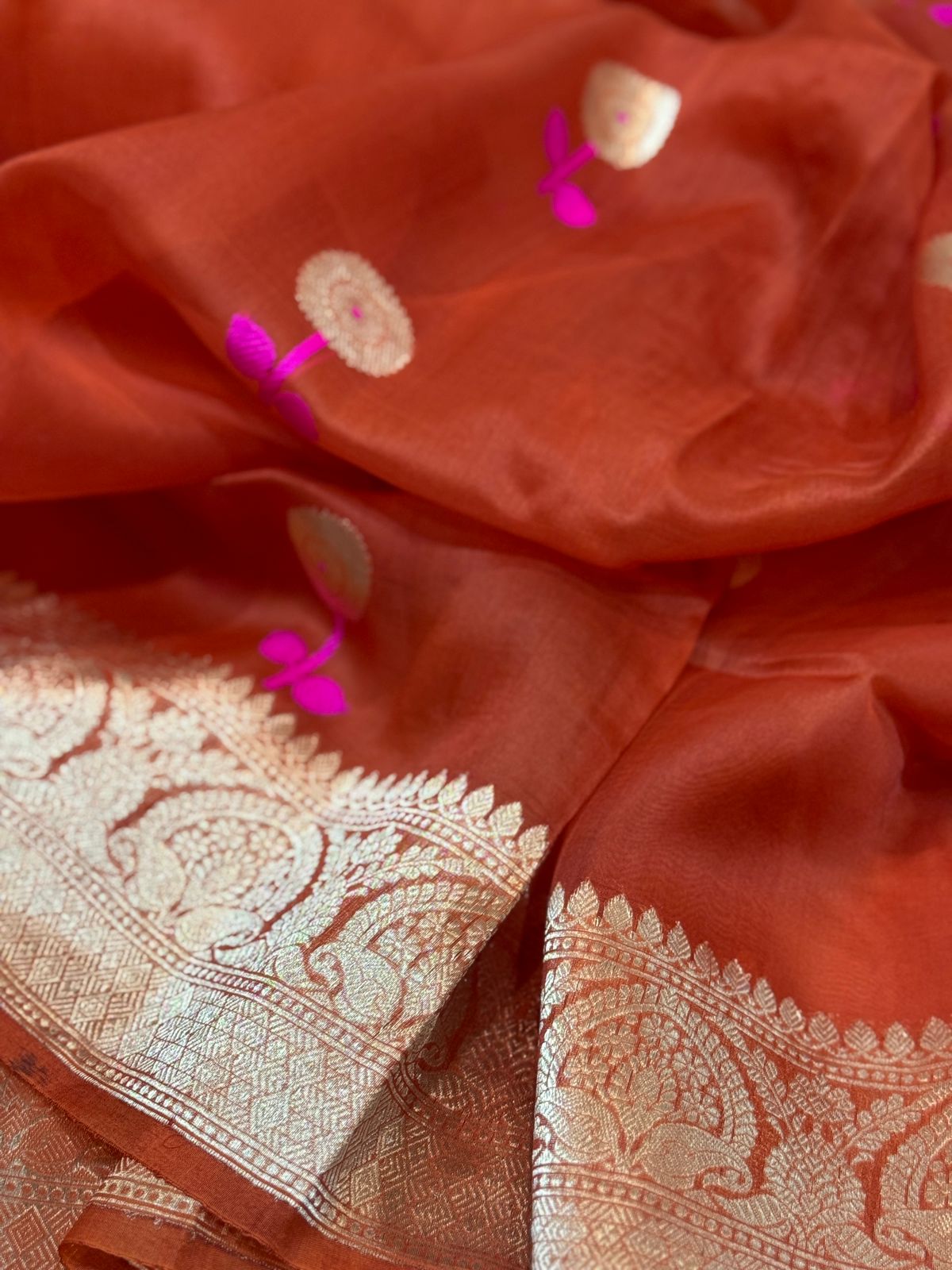 Pure Handloom Kora Banarasi Saree