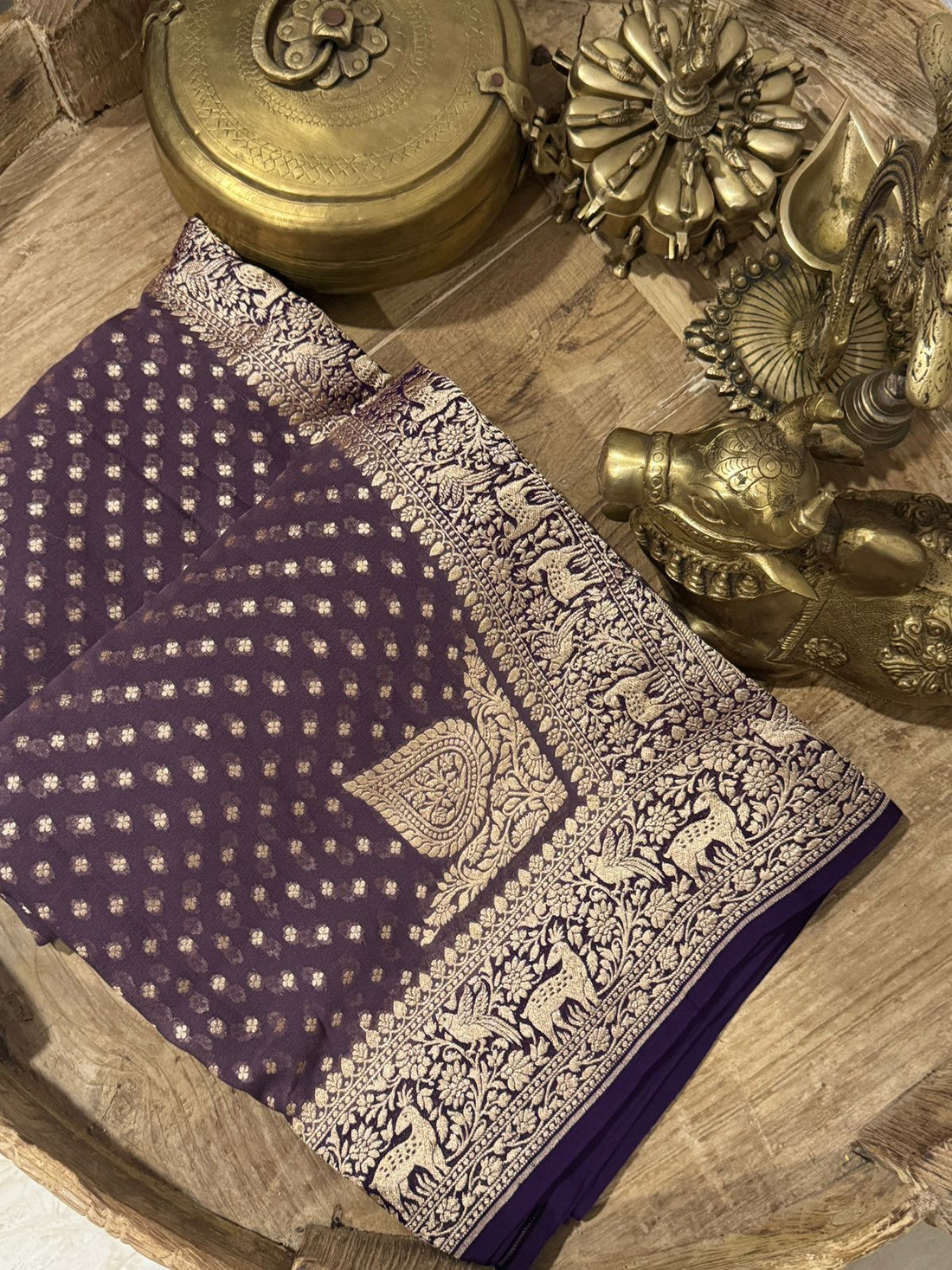 Pure Handloom Khaddi Georgette Banarasi Saree
