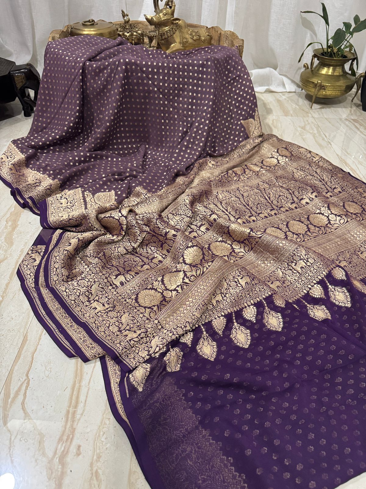 Pure Handloom Khaddi Georgette Banarasi Saree