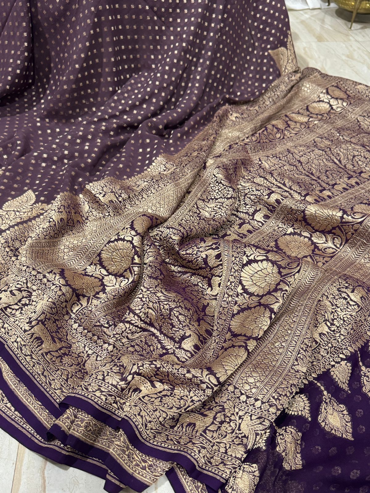 Pure Handloom Khaddi Georgette Banarasi Saree