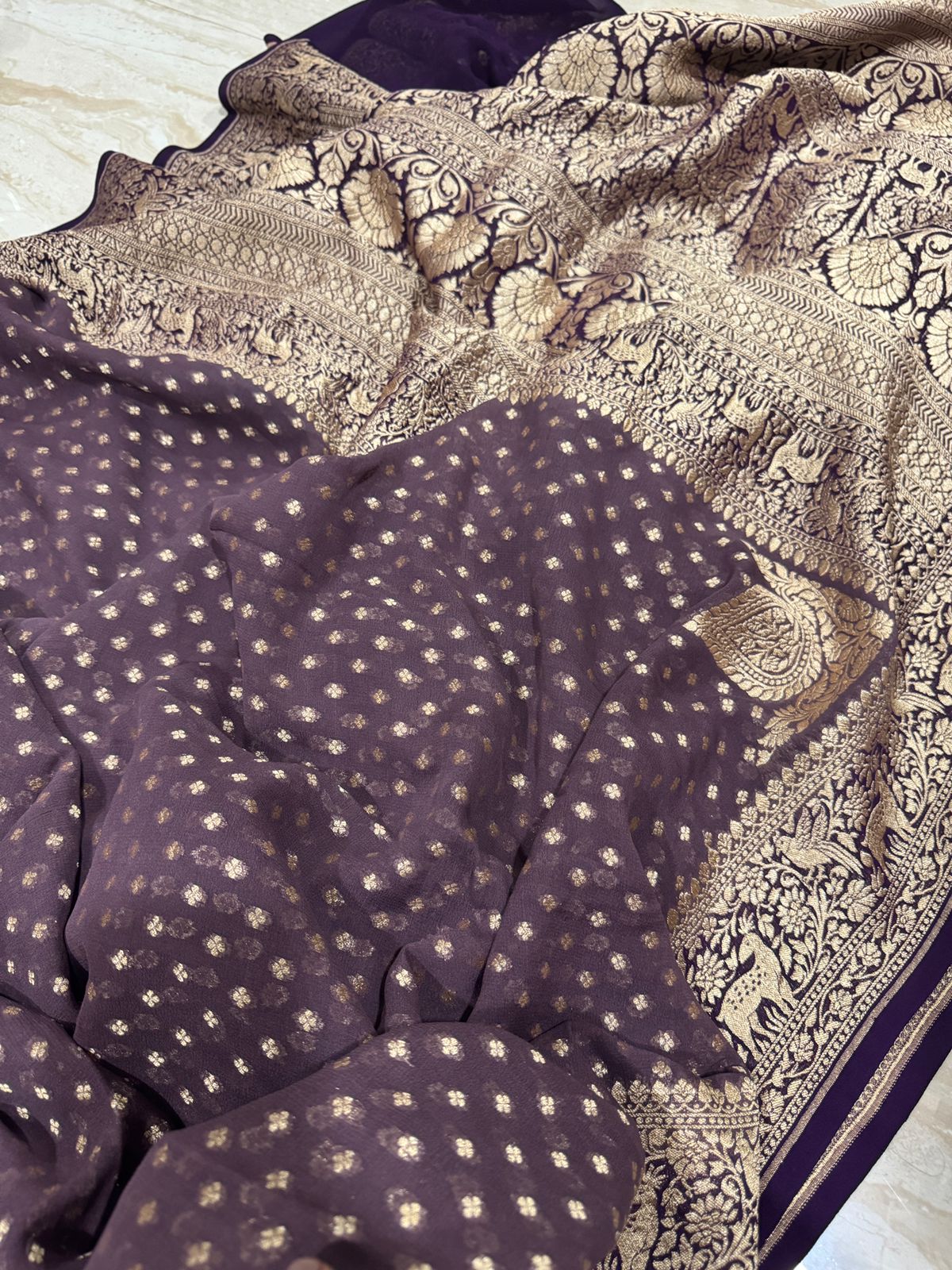 Pure Handloom Khaddi Georgette Banarasi Saree