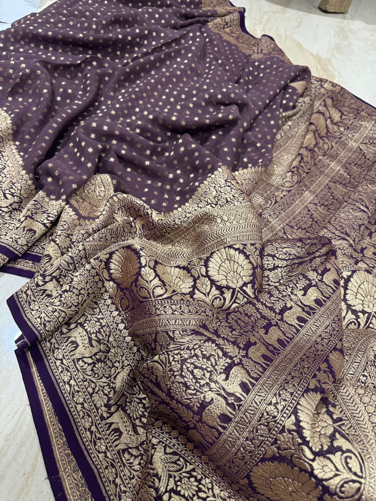 Pure Handloom Khaddi Georgette Banarasi Saree