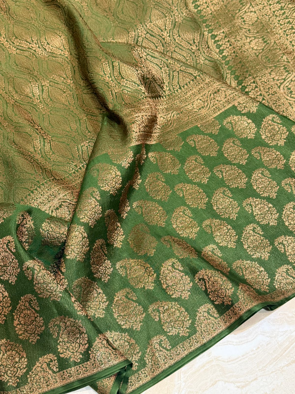 Pure Mysore Brocade Crepe Silk Saree With Antiq Zari Weave