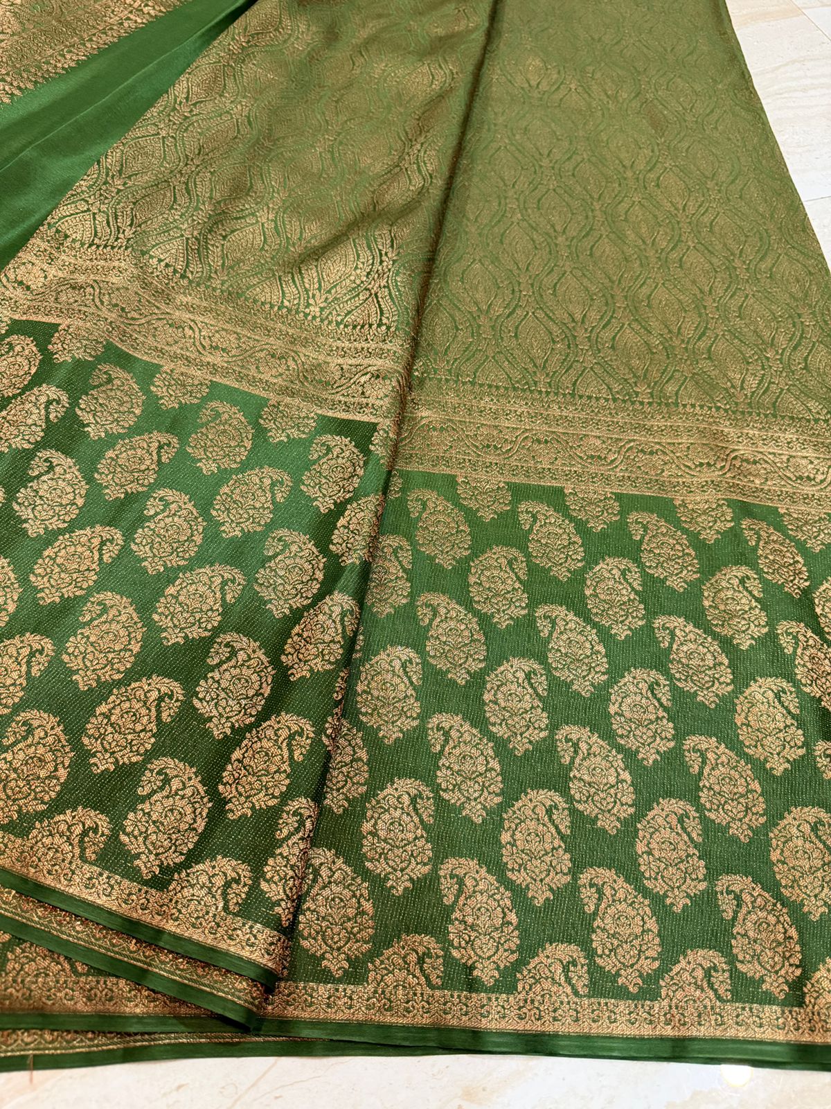 Pure Mysore Brocade Crepe Silk Saree With Antiq Zari Weave