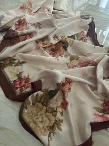 Pure Linen By Linen Digital Print Saree