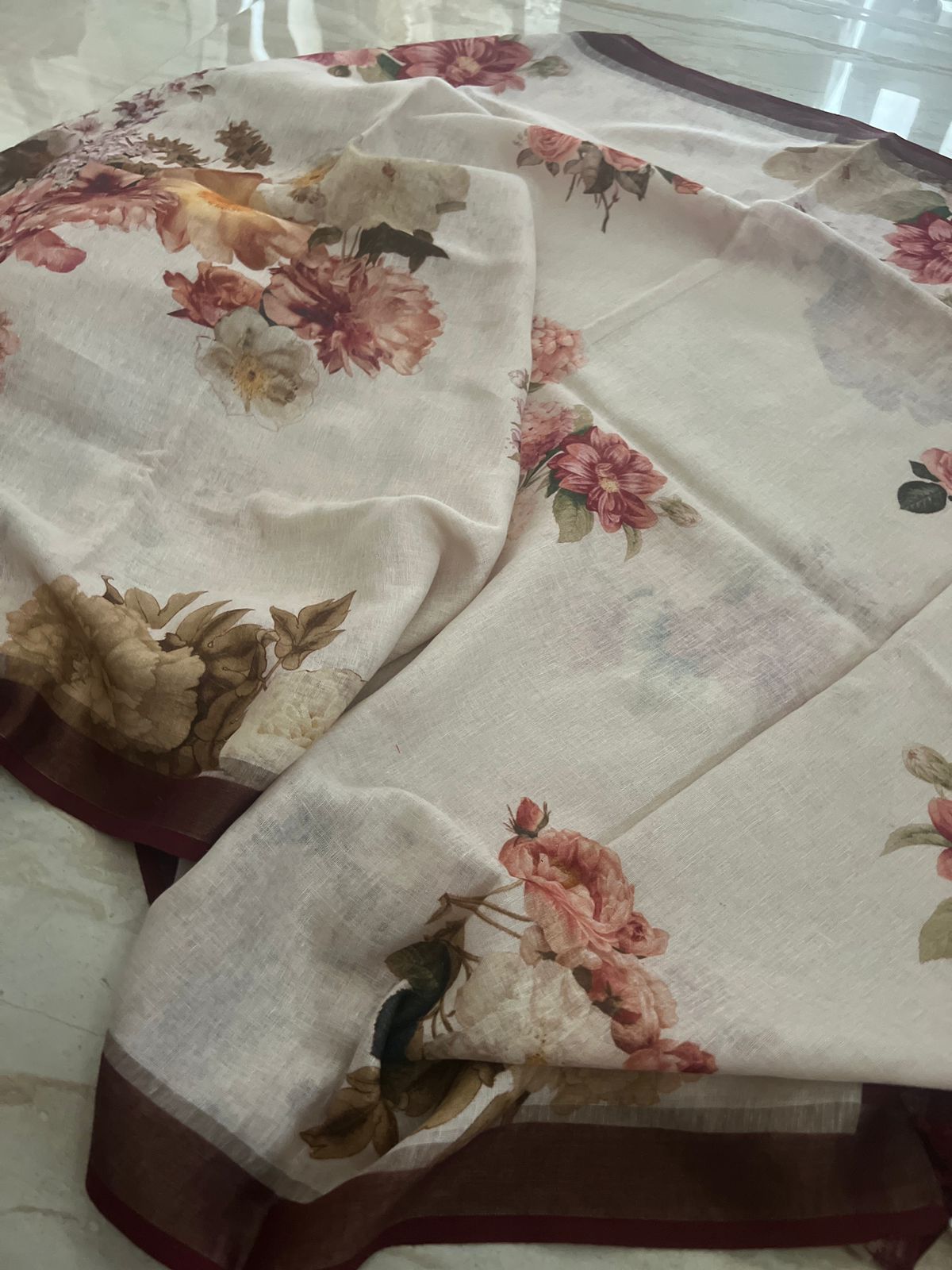 Pure Linen By Linen Digital Print Saree